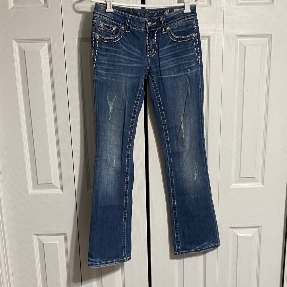 Miss Me jeans bootcut distressed denim blue jeans size 27